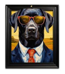 Funky Black Labrador Dog Wall Art