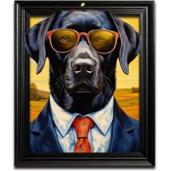Funky Black Labrador Dog Wall Art