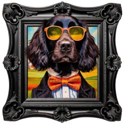 Extra Funky Black Spaniel Pet Dog Wall Art