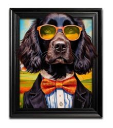 Funky Black Spaniel Dog Wall Art