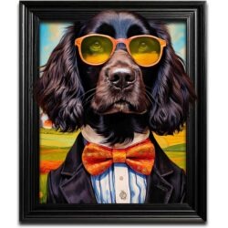 Funky Black Spaniel Dog Wall Art