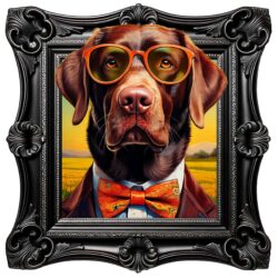 Extra Funky Chocolate Labrador Pet Dog Wall Art