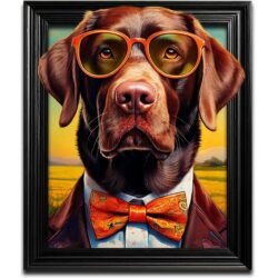 Funky Chocolate Labrador Dog Wall Art