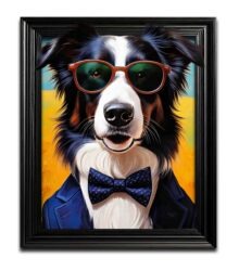 Funky Border Collie Dog Wall Art