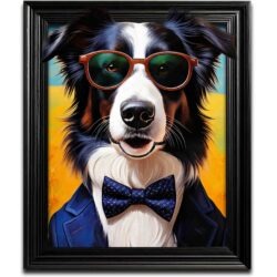 Funky Border Collie Dog Wall Art