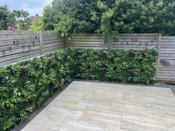 Yorkshire white foliage wall panel on block wall