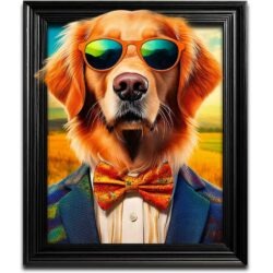 Funky Golden Retriever Dog Wall Art