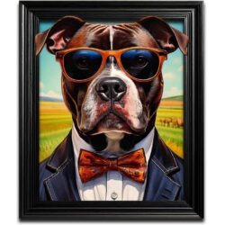 Funky Staffordshire Bull Terrier Dog Wall Art