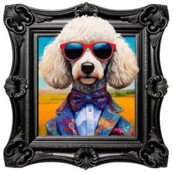 Extra Funky White POODLE Pet Dog Wall Art