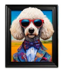 Funky WHITE POODLE Dog Wall Art