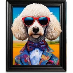 Funky WHITE POODLE Dog Wall Art