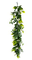 Artificial Trailing White Flower Vine UV