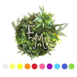 Custom LED Initials Framed Foliage. Circle