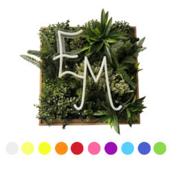 Custom LED Initials Framed Foliage. Square